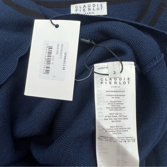 NWT Claudie Pierlot Mini Knit Sweater Short Sleeve Dress Preppy Bodycon Sheath M - Picture 4 of 10